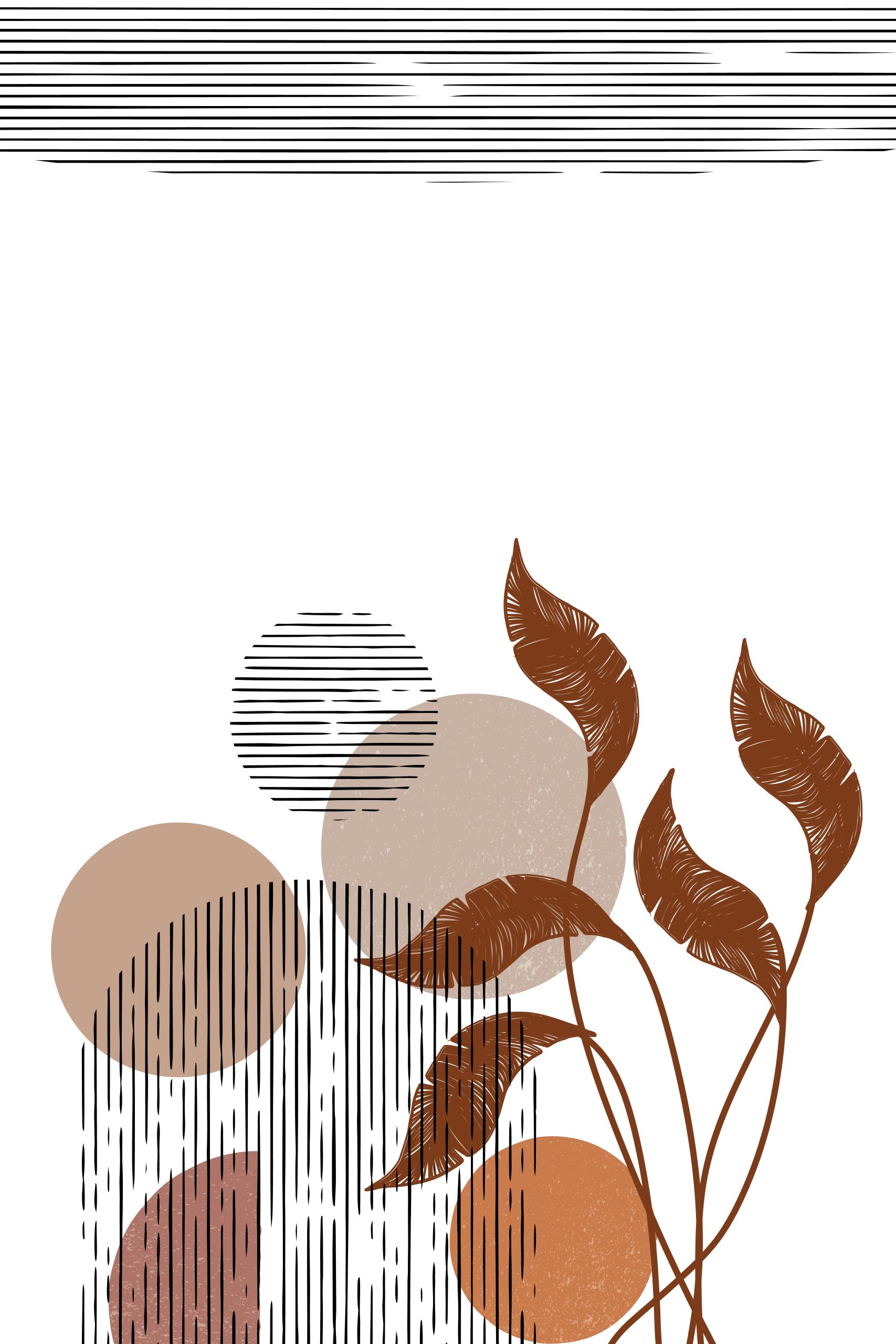 Abstract Leaves and Lines Art Print