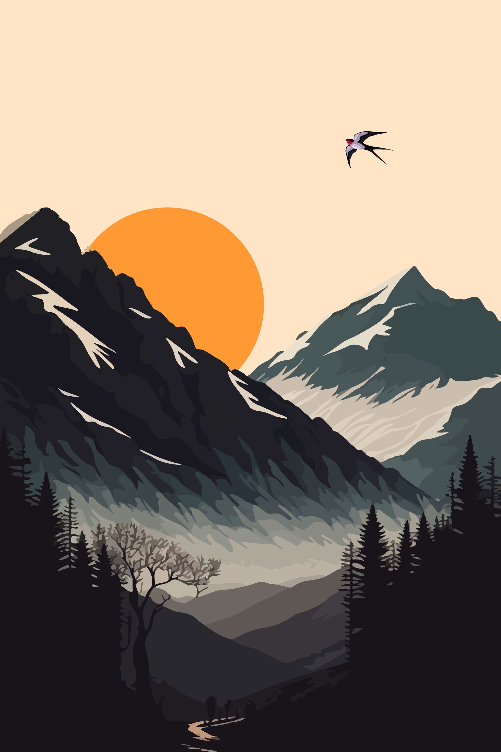 Boho Mountain Sunrise Digital Print