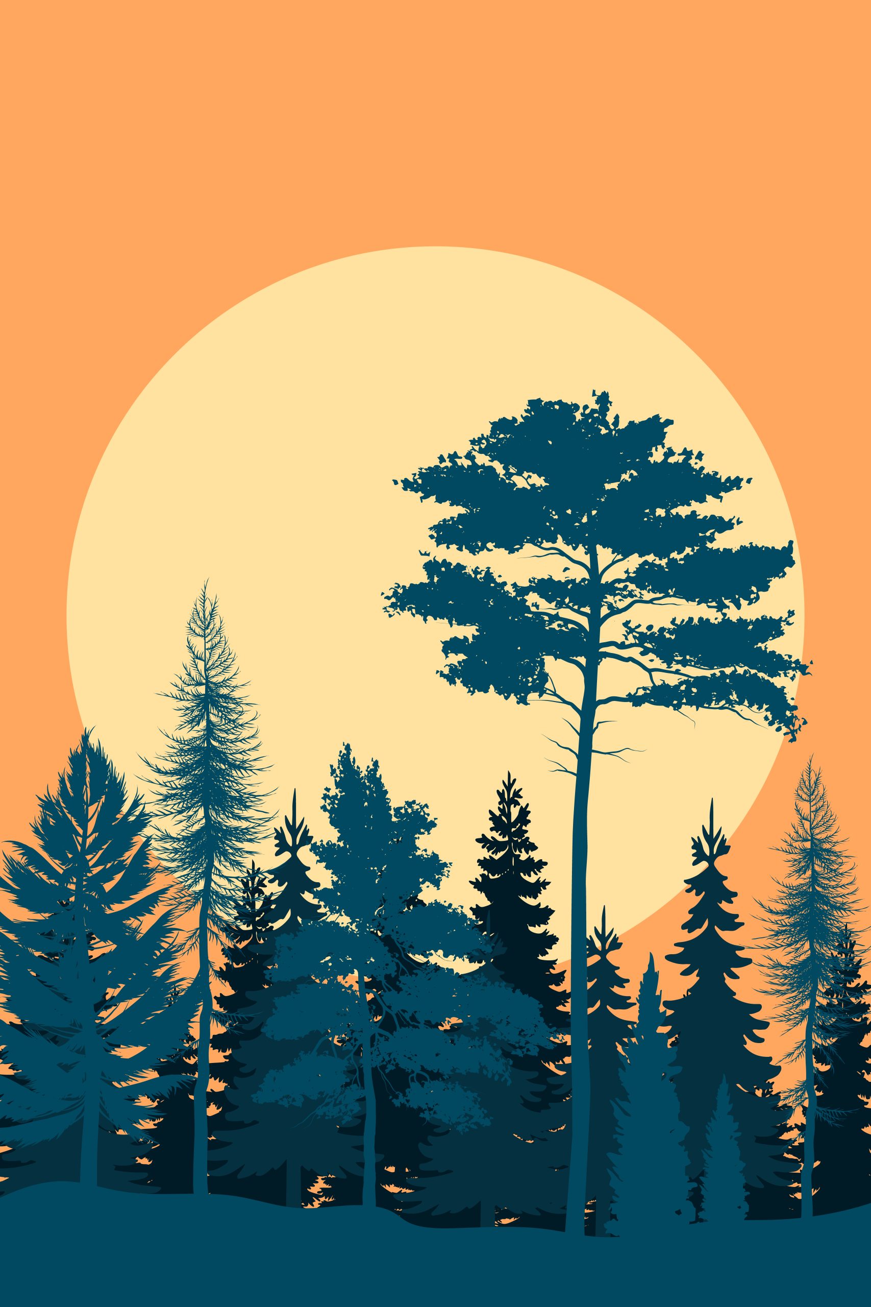 Boho Sunrise Forest Digital Print