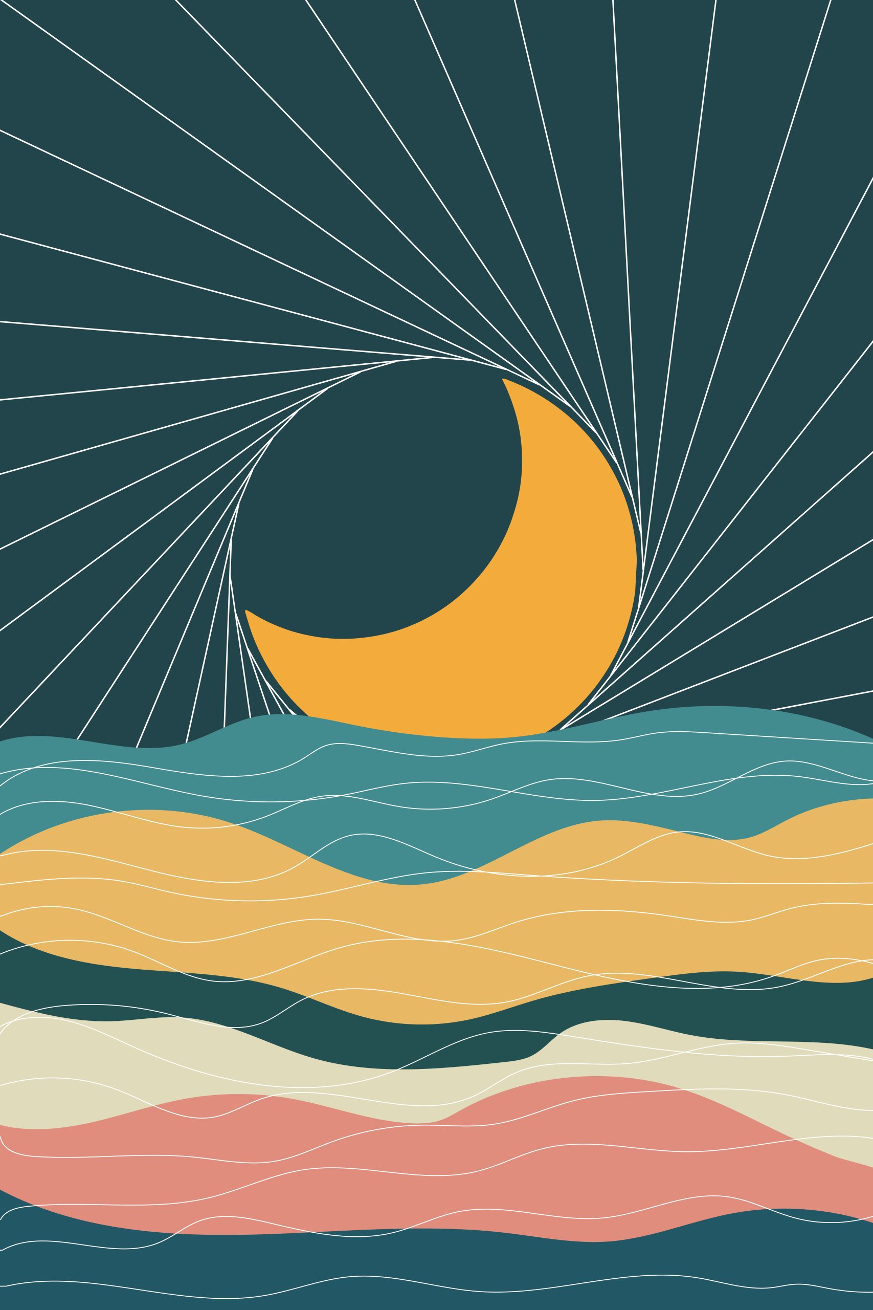 Lunar Horizon Art Boho Digital Print