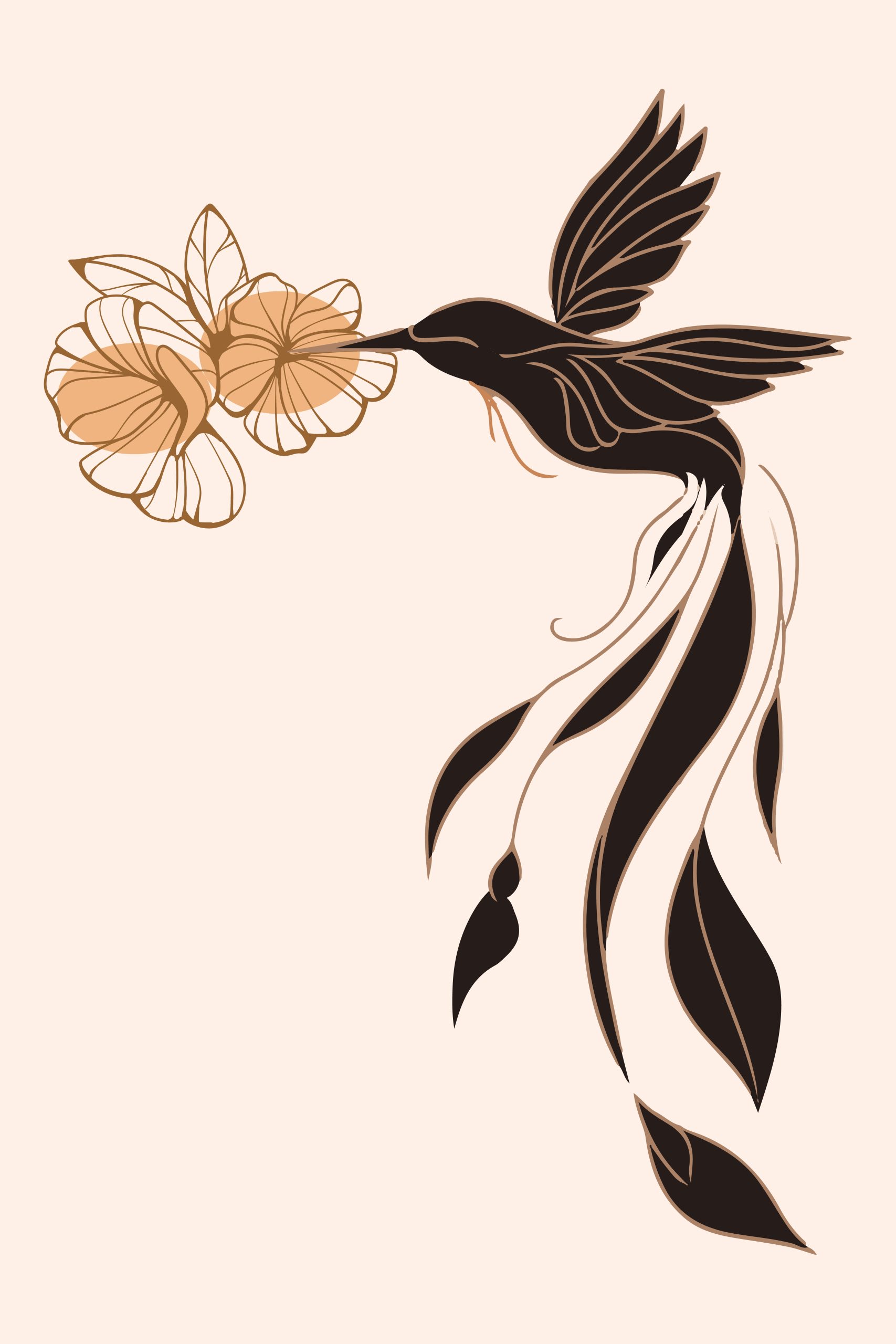 Modern Abstract Boho Leaves and Shapes Art Print - Digital Download