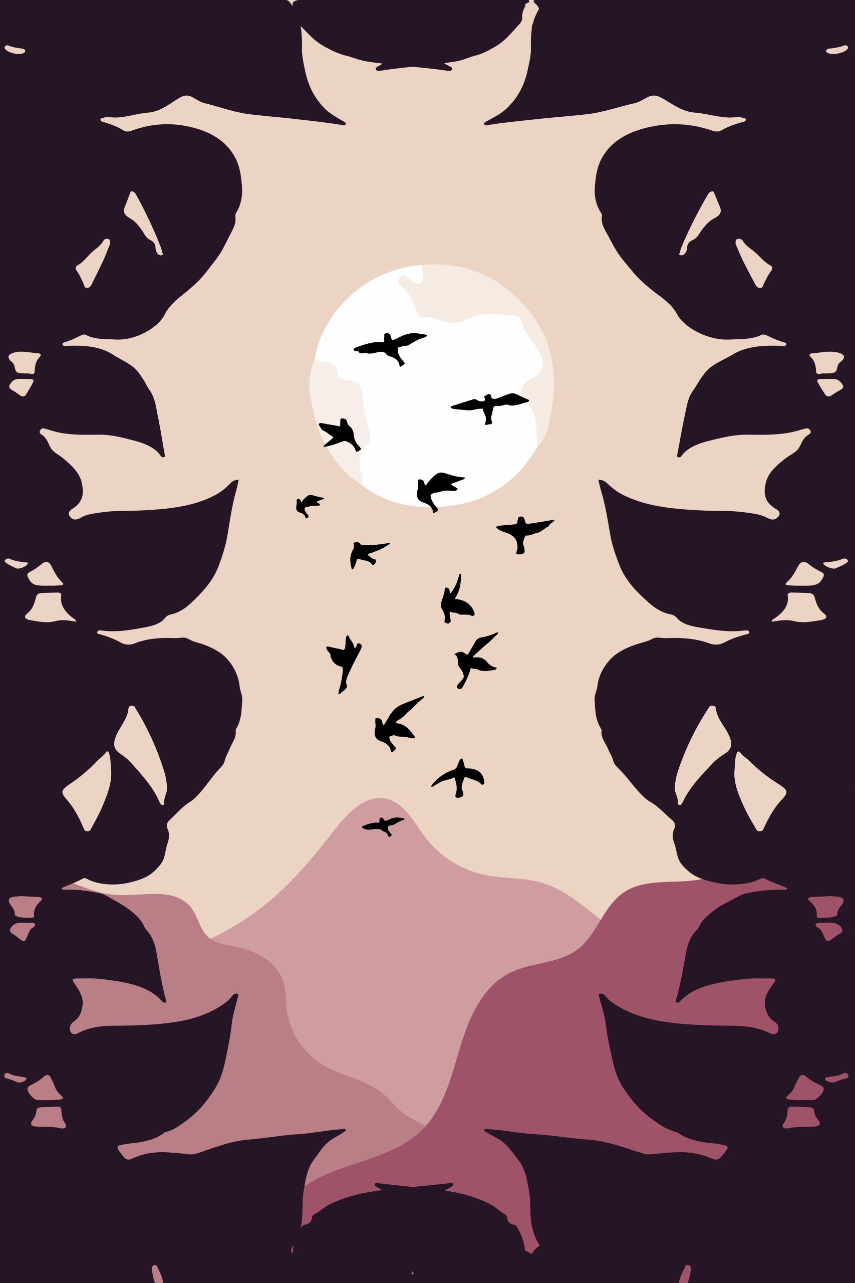 Mystical Twilight Birds Landscape Art - Boho Digital Print