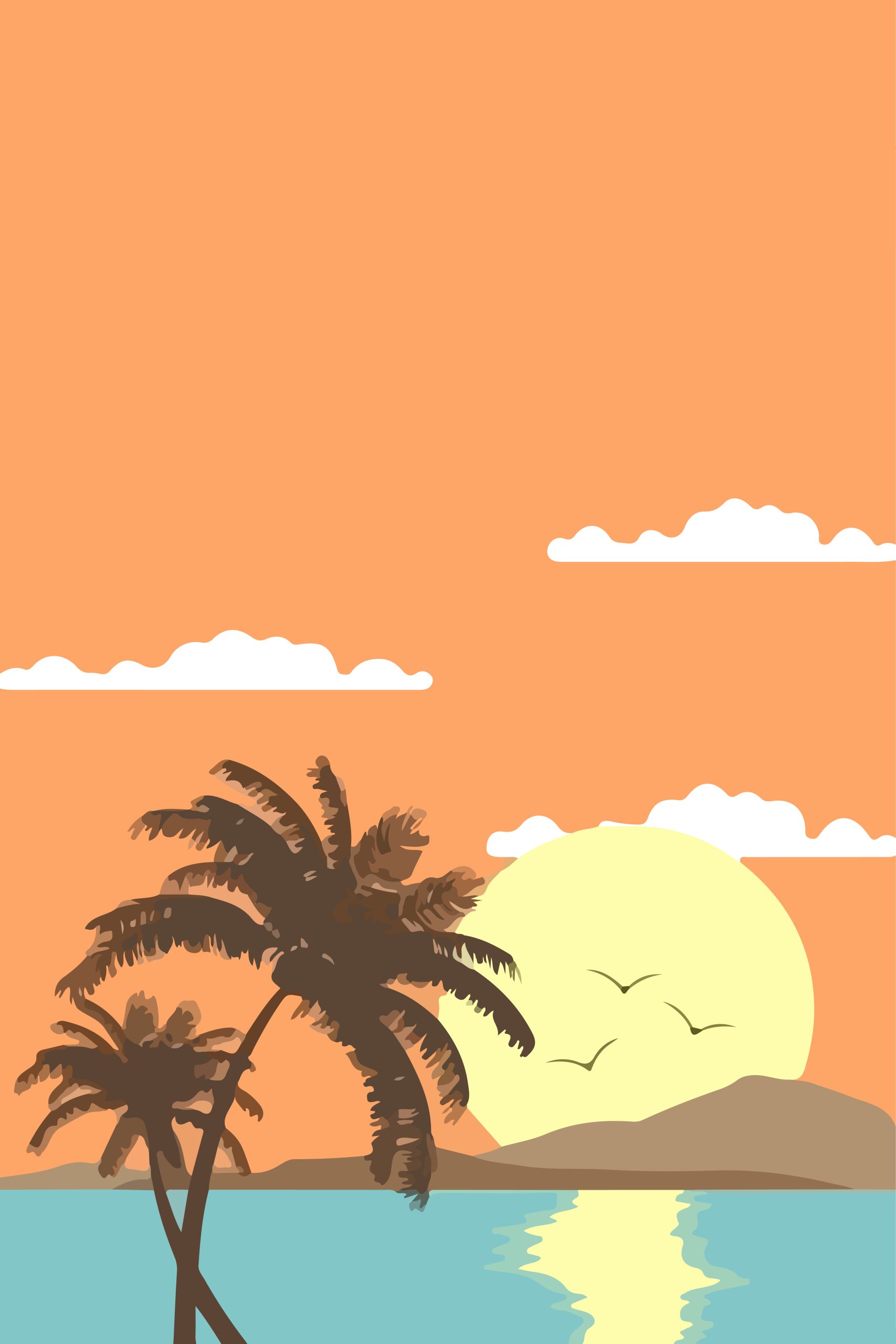 Tropical Sunset Boho Digital Print