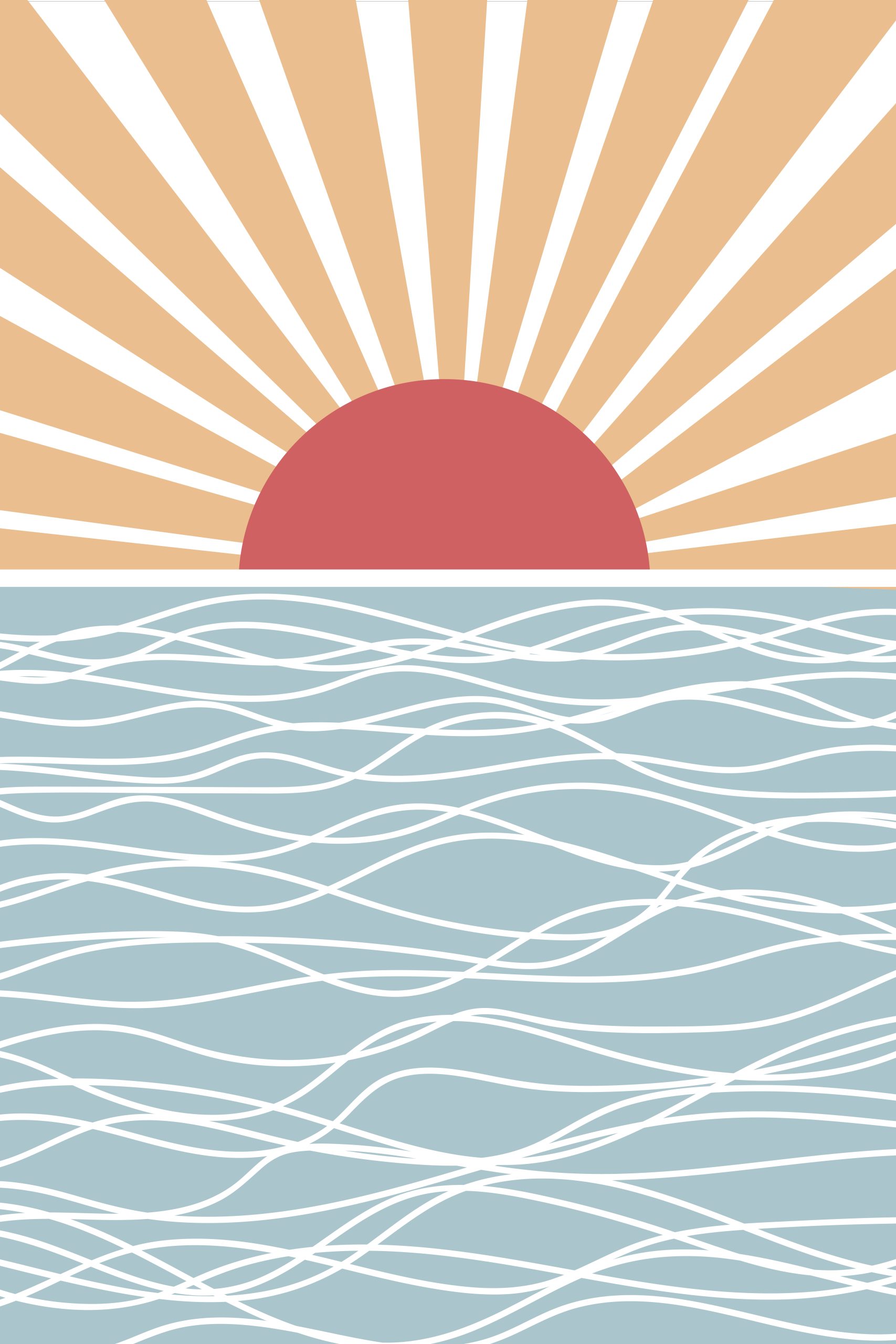 Radiant Sunset Over Ocean Waves Art Print - Buy Now Digital Download
